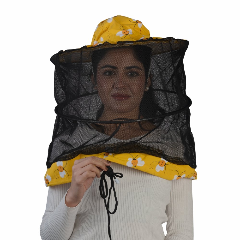 🐝 GoldenHiveGears Véu de Apicultura Redondo Estilo Fencing — Visibilidade 360°, Proteção Total e Estrutura Rígida para Apicultores Profissionais