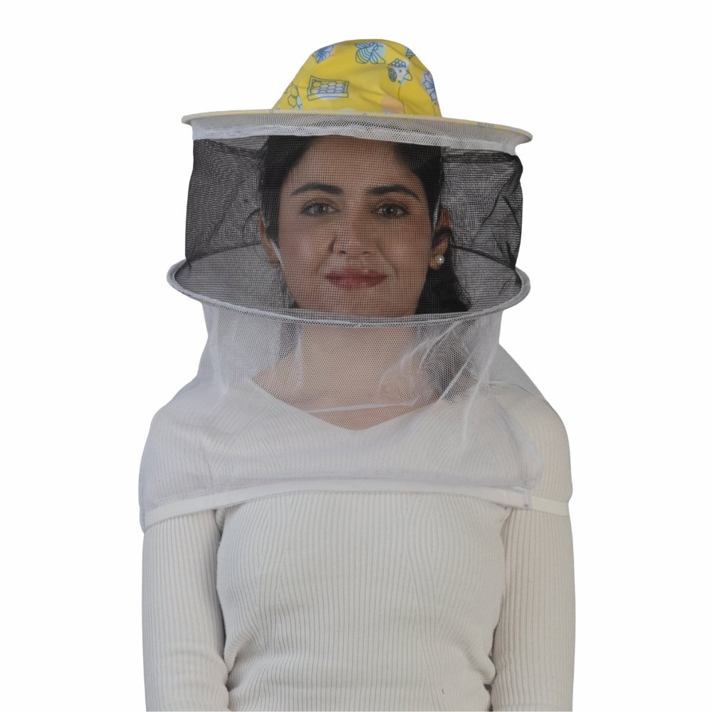 🐝 GoldenHiveGears Véu de Apicultura com Chapéu Fancy – Proteção Total do Rosto, Malha Respirável e Visibilidade Ampla para Apicultores