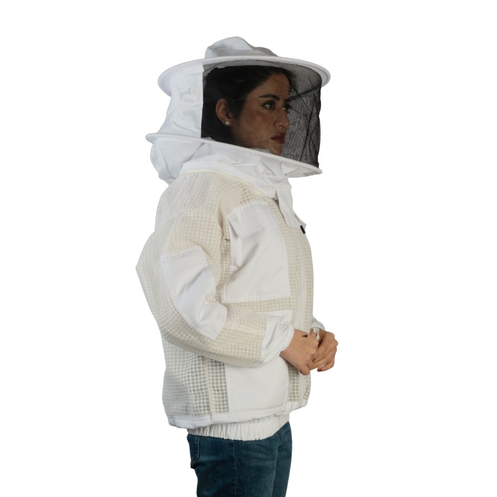 GoldenHive ProAir™ Casaco de Apicultura Ventilado 3 Camadas Branco – Casaco Anti-Picadas com Véu Redondo Respirável - Image 2