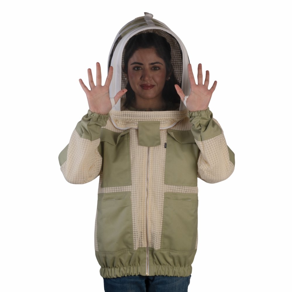 GoldenHive SunCore™ 3-Layer Ventilated Beekeeping Jacket – Utility Pocket Edition (Yellow/Green) - Image 2