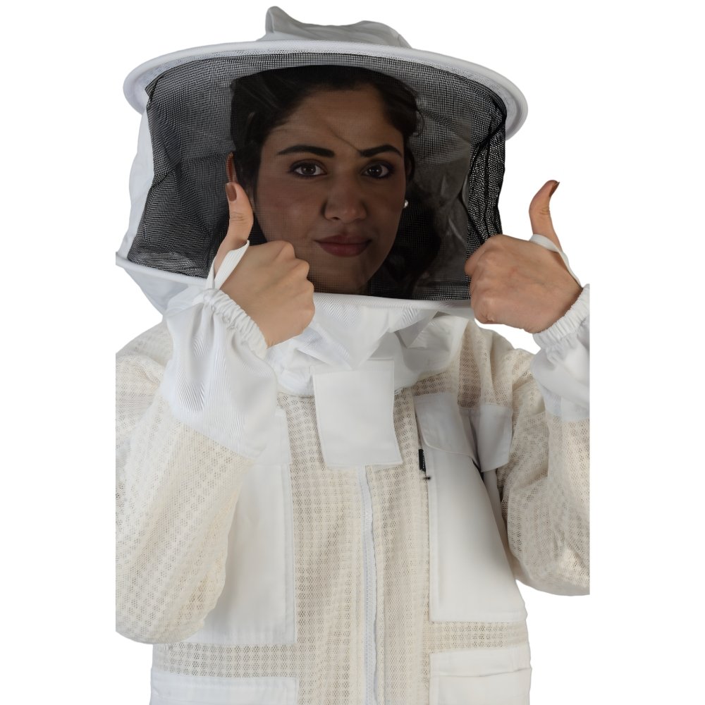 GoldenHive ProAir™ Casaco de Apicultura Ventilado 3 Camadas Branco – Casaco Anti-Picadas com Véu Redondo Respirável - Image 8