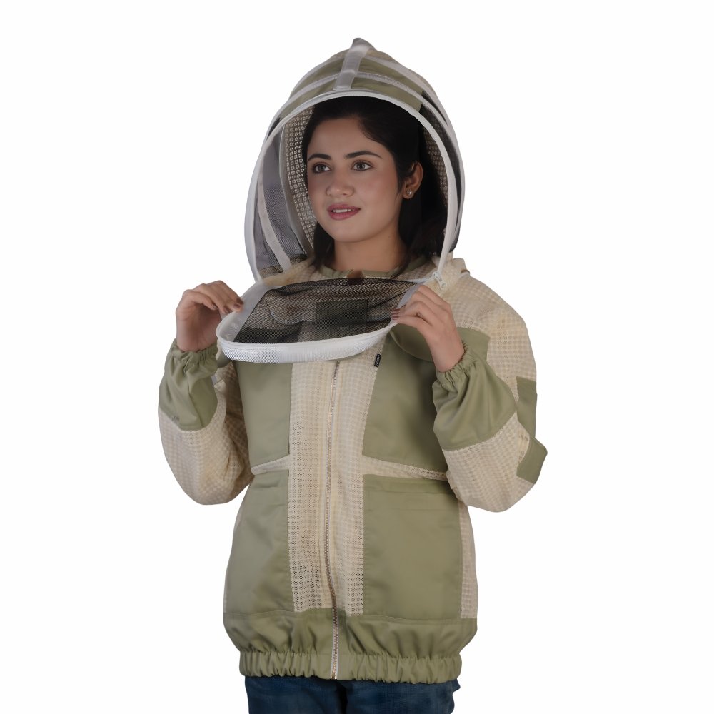 GoldenHive SunCore™ 3-Layer Ventilated Beekeeping Jacket – Utility Pocket Edition (Yellow/Green) - Image 3