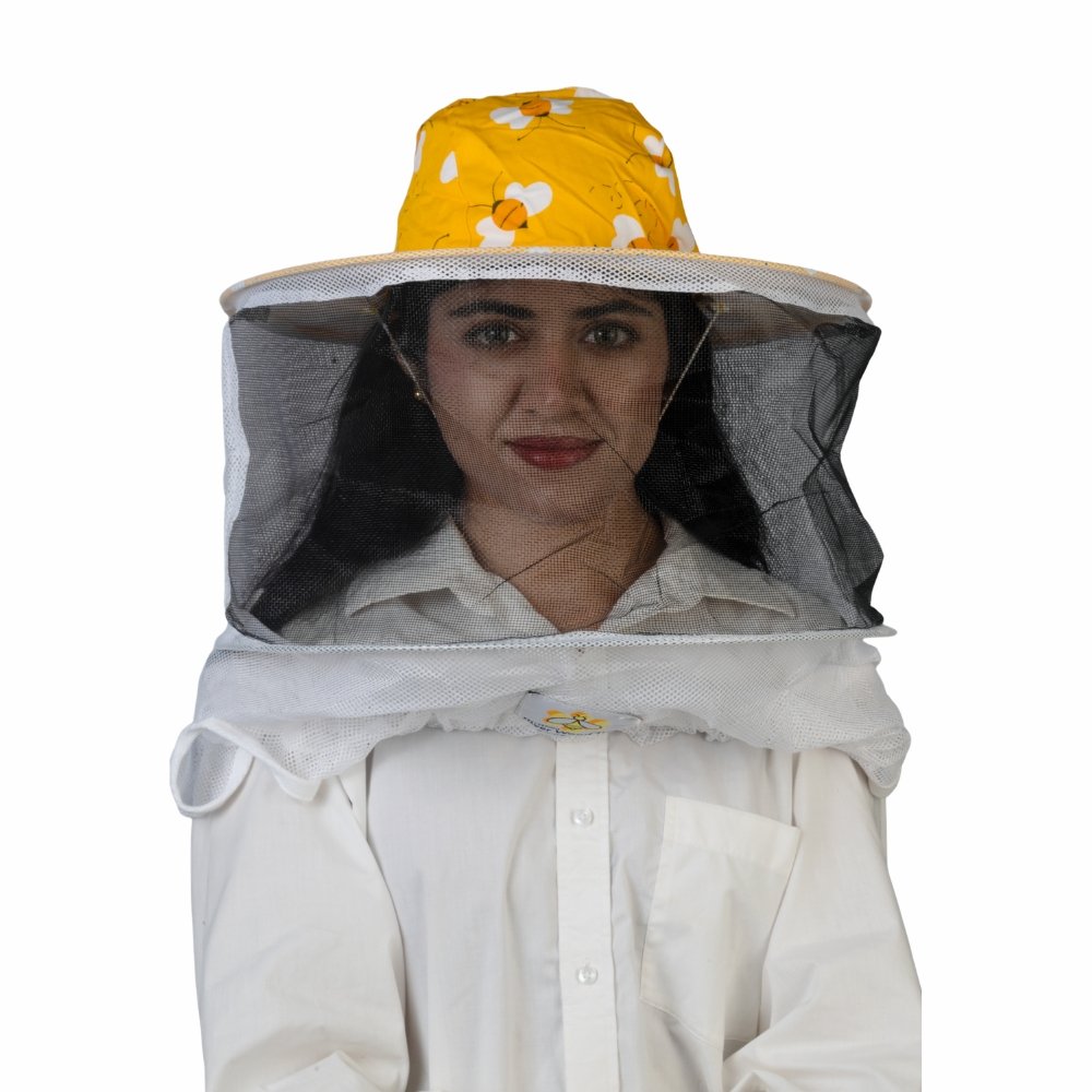 🐝 GoldenHiveGears Véu de Apicultura com Chapéu — Proteção Profissional do Rosto e Pescoço, Alta Visibilidade e Conforto Respirável para Apicultores