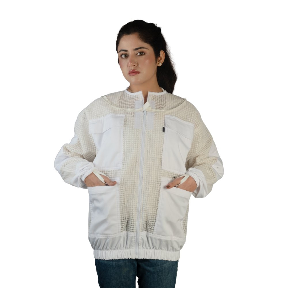 GoldenHive ProAir™ Casaco de Apicultura Ventilado 3 Camadas Branco – Casaco Anti-Picadas com Véu Redondo Respirável - Image 7