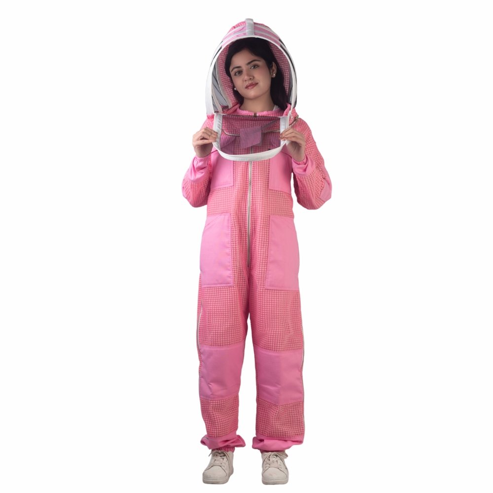GoldenHive AirShield™ – Fato de Apicultura Ventilado 3 Camadas (Rosa)