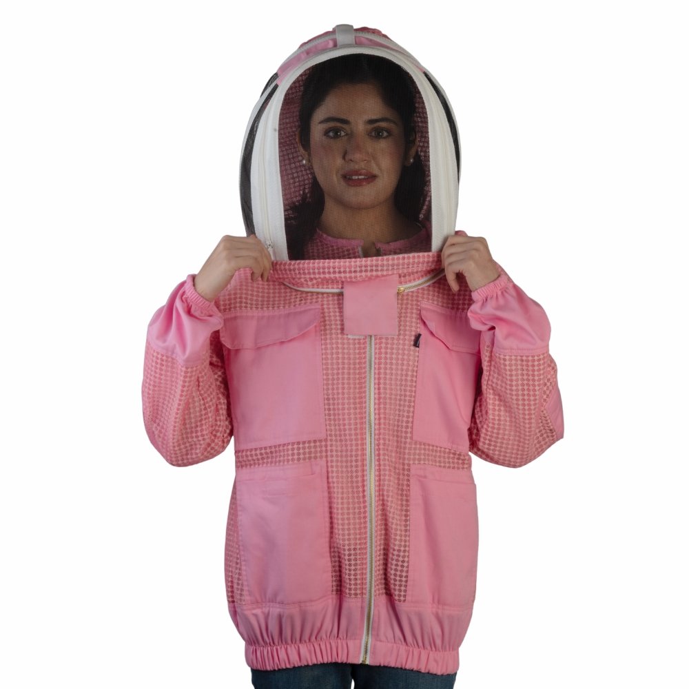 GoldenHive RoseShield™ Casaco de Apicultura Ventilado 3 Camadas Rosa – Casaco Anti-Picadas com Véu Fencing - Image 5