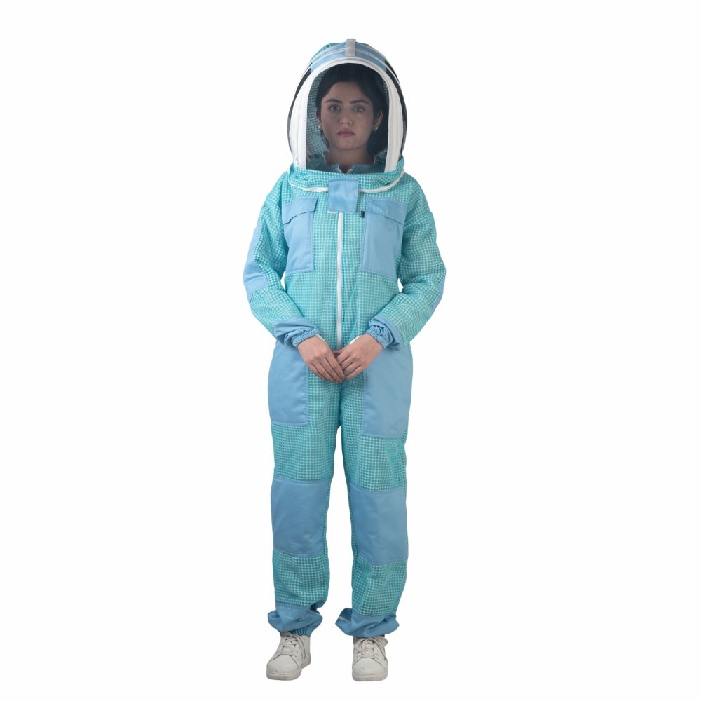 GoldenHive AirShield™ – Fato de Apicultura Ventilado 3 Camadas (Azul)