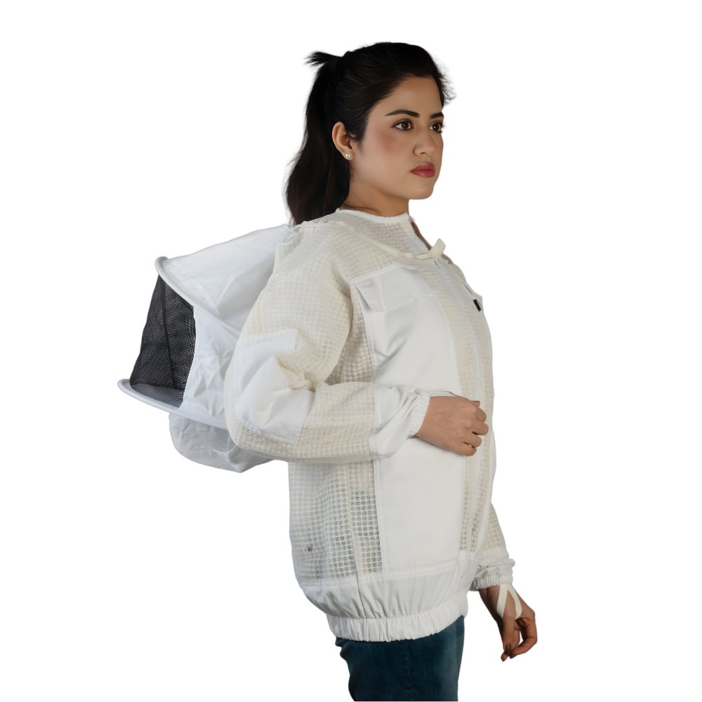 GoldenHive ProAir™ Casaco de Apicultura Ventilado 3 Camadas Branco – Casaco Anti-Picadas com Véu Redondo Respirável - Image 4