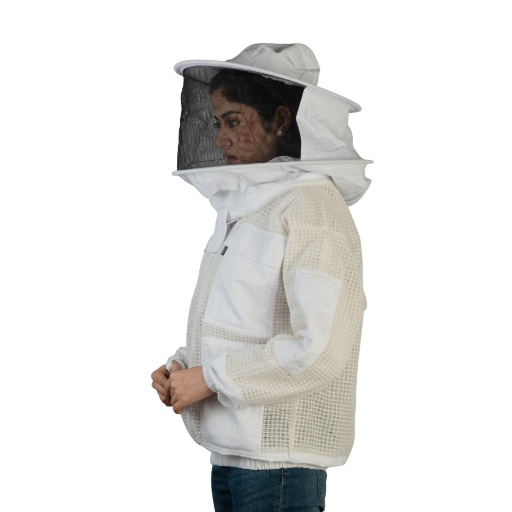 GoldenHive ProAir™ Casaco de Apicultura Ventilado 3 Camadas Branco – Casaco Anti-Picadas com Véu Redondo Respirável - Image 3