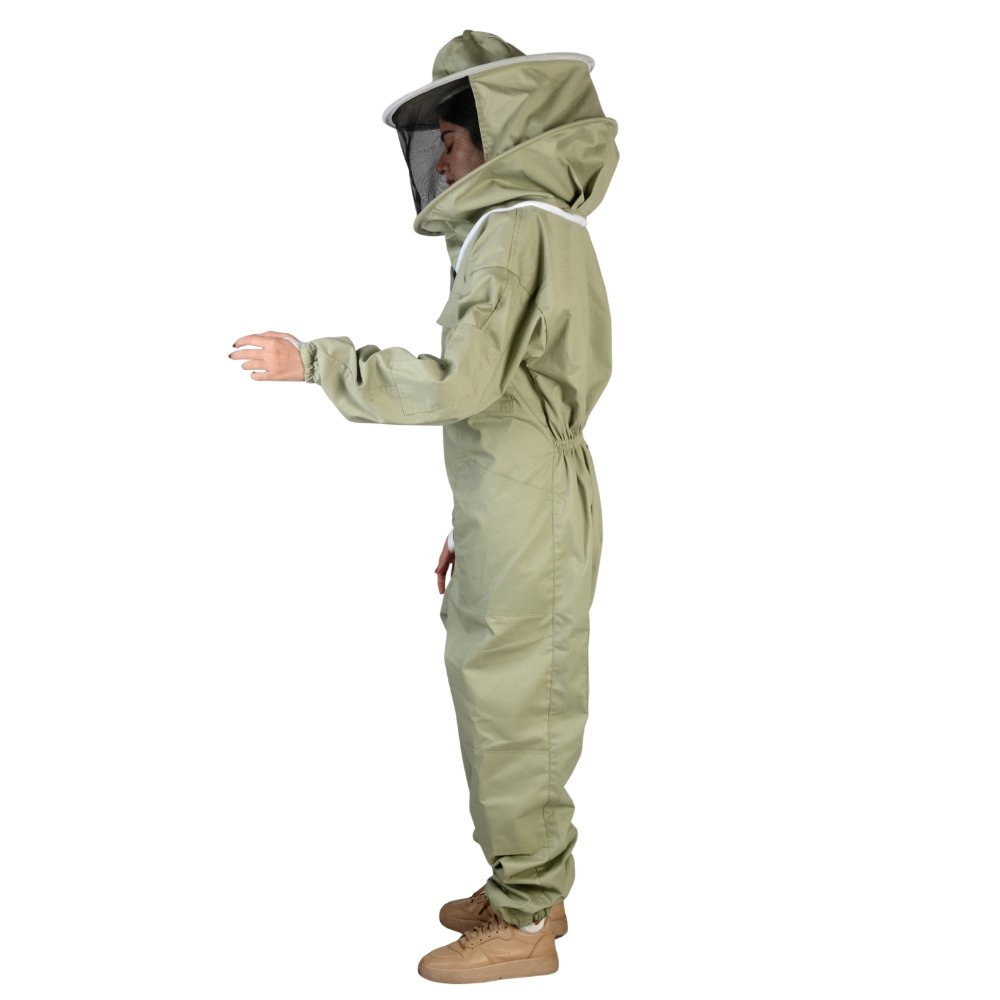 GoldenHive ForestComfort™ Fato de Apicultura Verde 100% Algodão com Véu Redondo – Fato Leve e Resistente Anti-Picadas - Image 5