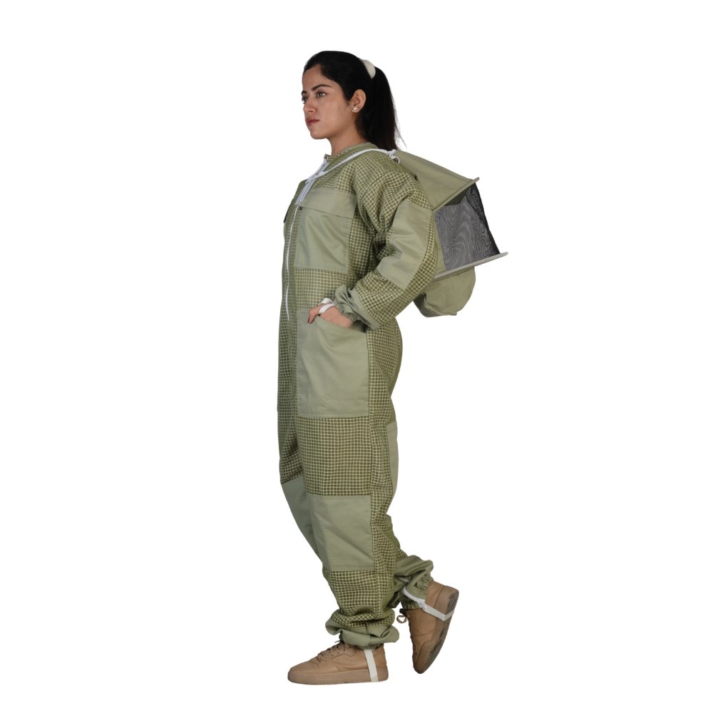 GoldenHive EcoShield™ Fato de Apicultura Ventilado 3 Camadas – Malha Anti-Picadas (Verde)