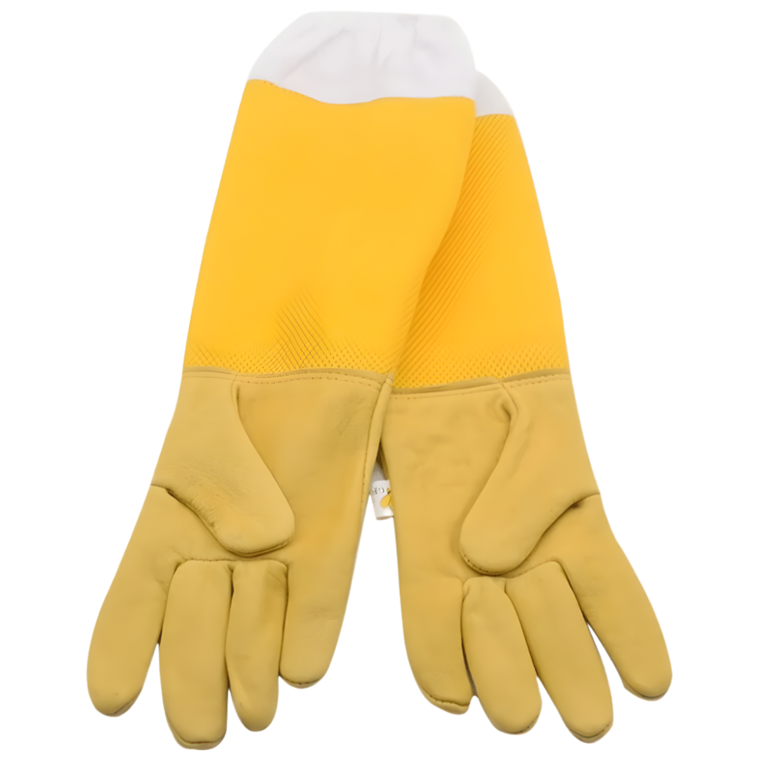 GoldenHive GripGuard™ Luvas de Apicultura Ventiladas em Couro – Luvas Anti-Picadas com AirMesh Respirável